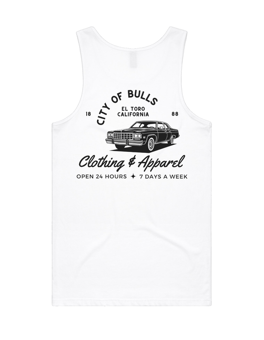 City of Bulls "Shop" Tank Top (White) - City of Bulls Clothing & Apparel -
